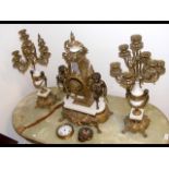 A decorative three-piece clock set - 62cm high (cl