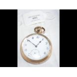 A gold plated pocket watch with separate second ha