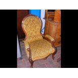 Victorian button back armchair with cabriole front