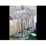 A set of seven Waterford 'Lismore' cut glass hock glasses