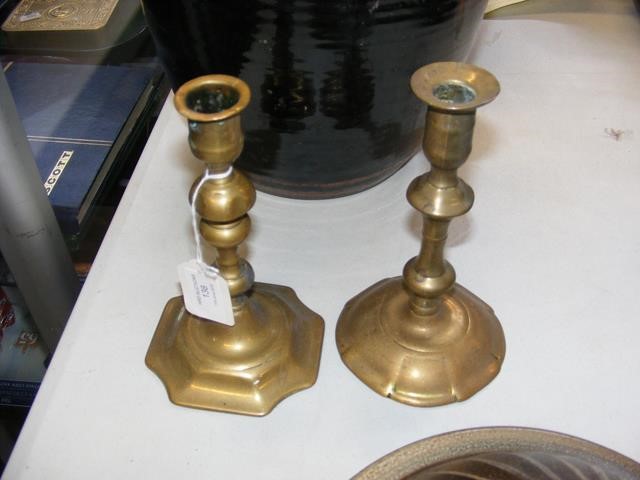 Two 18th century candlesticks - 18cm high - Image 2 of 2