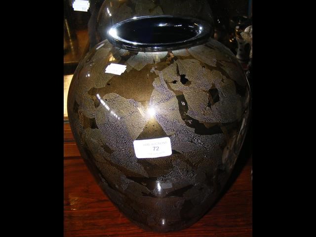 A large Isle of Wight Glass 'Black Azurene' vase -