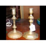 Two 18th century candlesticks - 18cm high