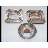 A silver ashtray, together with one other and a wh