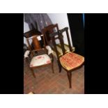 An inlaid Edwardian chair, together with two other