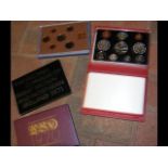 A 2001 Royal Mint UK Deluxe Proof Set in red leath
