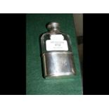 A silver mounted and glass hip flask - 11cm