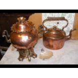 Victorian copper samovar, together with kettle and