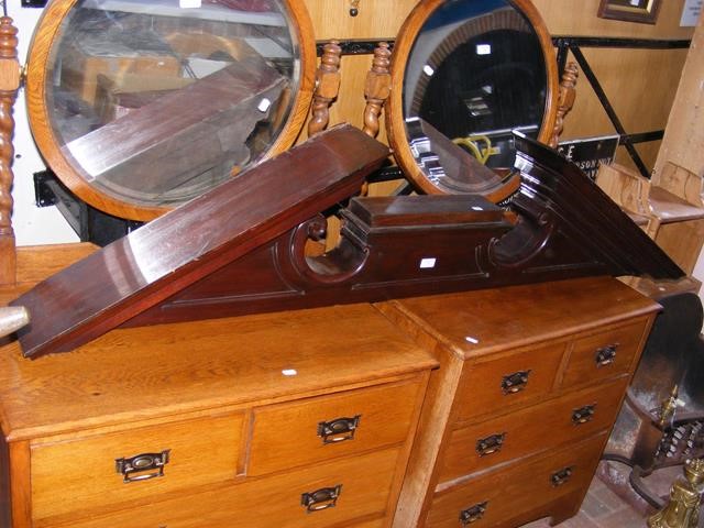 A 178cm mahogany door pediment