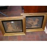 A pair of antique coloured engravings - 30cm x 38c