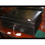 Antique leather box with fitted interior