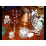 Grape shears, silver top scent pots, etc.