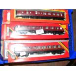 Six boxed Hornby coaches, together with a Lima coa