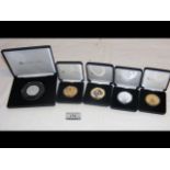 Five various Jubilee Mint £5 Commemorative Coins