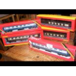 Five boxed Hornby coaches