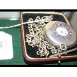 A silver cased half hunter pocket watch with silve