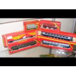 Selection of boxed Hornby carriages and rolling st