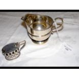 A silver cream jug, together with mustard pot oute