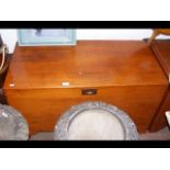 Antique camphorwood chest with sunken brass handle