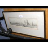 ROWLAND LANGMAID - an etching of yachts off Ryde -