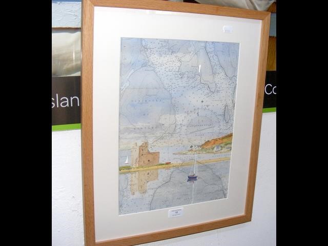 COLIN HOWARD - watercolour on sea chart - Peninsula of