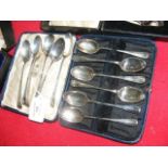 Set of six silver teaspoons, together with six oth