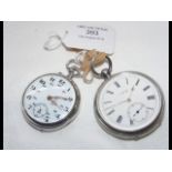 Silver cased pocket watch by Benson, together with