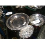 A silver tray - 14cm diameter, together with two p