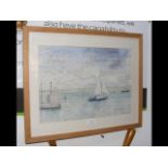 COLIN HOWARD - watercolour on sea chart - sailing