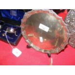 A silver salver with Chester hallmark - 20cm diame