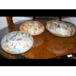 Three 1920's glass ceiling light shades