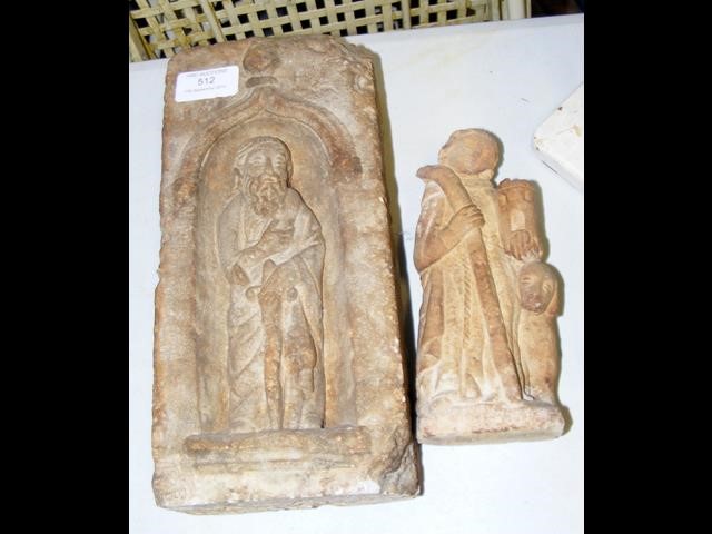 A carved stone antiquity of religious figure - 27c