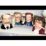 Four Royal Doulton character jugs including Elgar