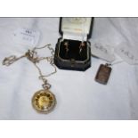 A pocket watch on chain, together with a pair of e