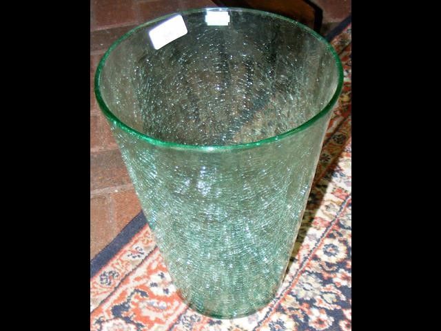 A Whitefriars green crackle glaze vase - 30cm high