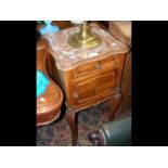 A French walnut pot cupboard with marble top