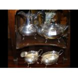 Plated tea set with galleried tops