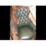 A Victorian mahogany framed easy armchair with dee