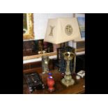 An oriental table lamp, pair of vases etc