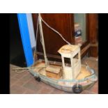 A wooden model fishing trawler - W64cm