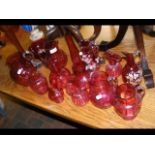 A selection of cranberry glass (14)