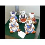 Five Royal Crown Derby teddy bear paperweights inc