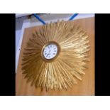 An antique sunburst wall clock - diam 68cm