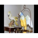 A German porcelain cockatoo - H38cm, together with