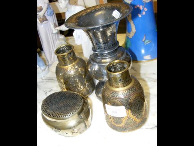 A selection of Middle Eastern metal vases