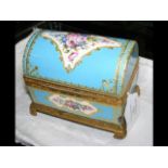 A Sevres style porcelain domed topped casket - 11x