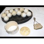 Twelve antique ivory balls, each approx 5cm diamet