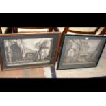 A pair of antique monochrome "Portico Di Ottavia"