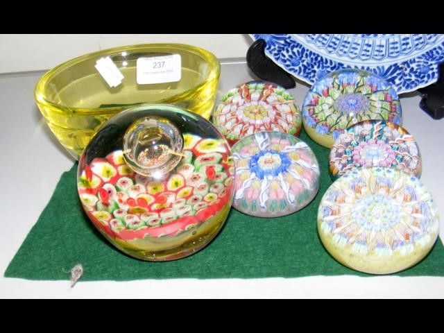 A selection of collectable millefiori paperweights