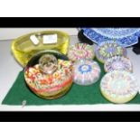 A selection of collectable millefiori paperweights